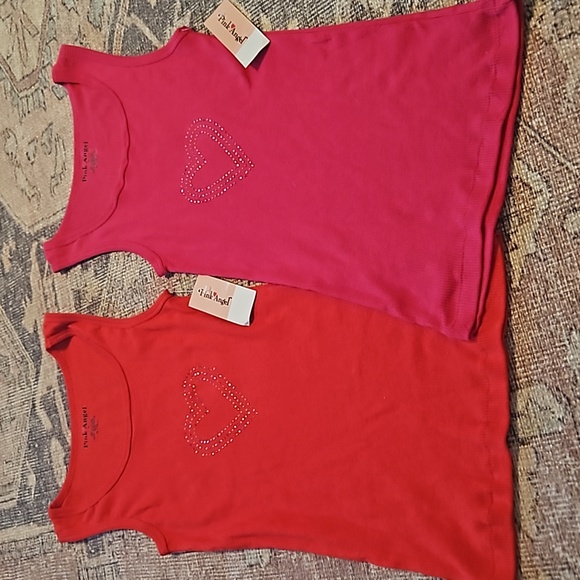 PINK ANGEL Two Size Jrs 14 tank tops with heart appliques, red AND pink, Nwt! - Picture 3 of 3